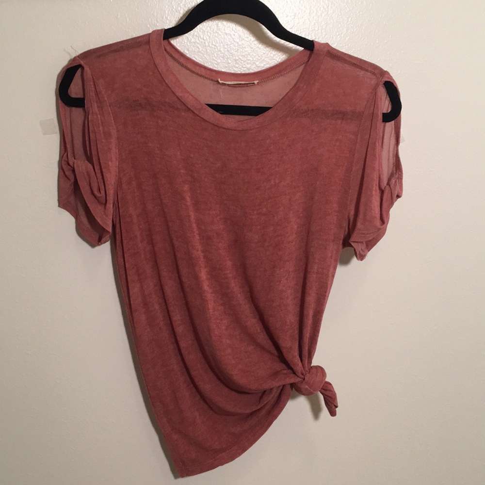 Pink Cold Shoulder Sheer Top